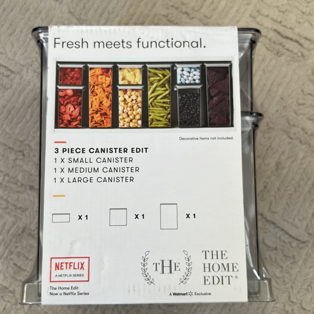 The Home Edit 3 Piece Canister Edit, Food Organizer and Storage Containers,Clear